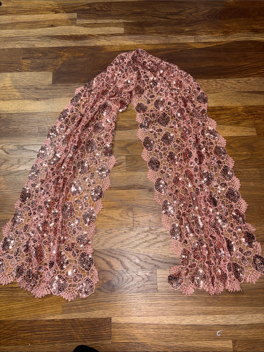 Joan Rivers Rose Pink Lace Sequin scarf